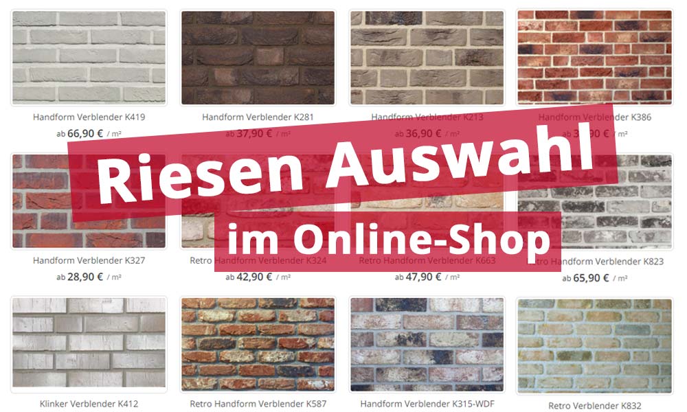 Riesige Auswahl an Klinker, Klinkerriemchen und Pflasterklinker im Klinker-Shop